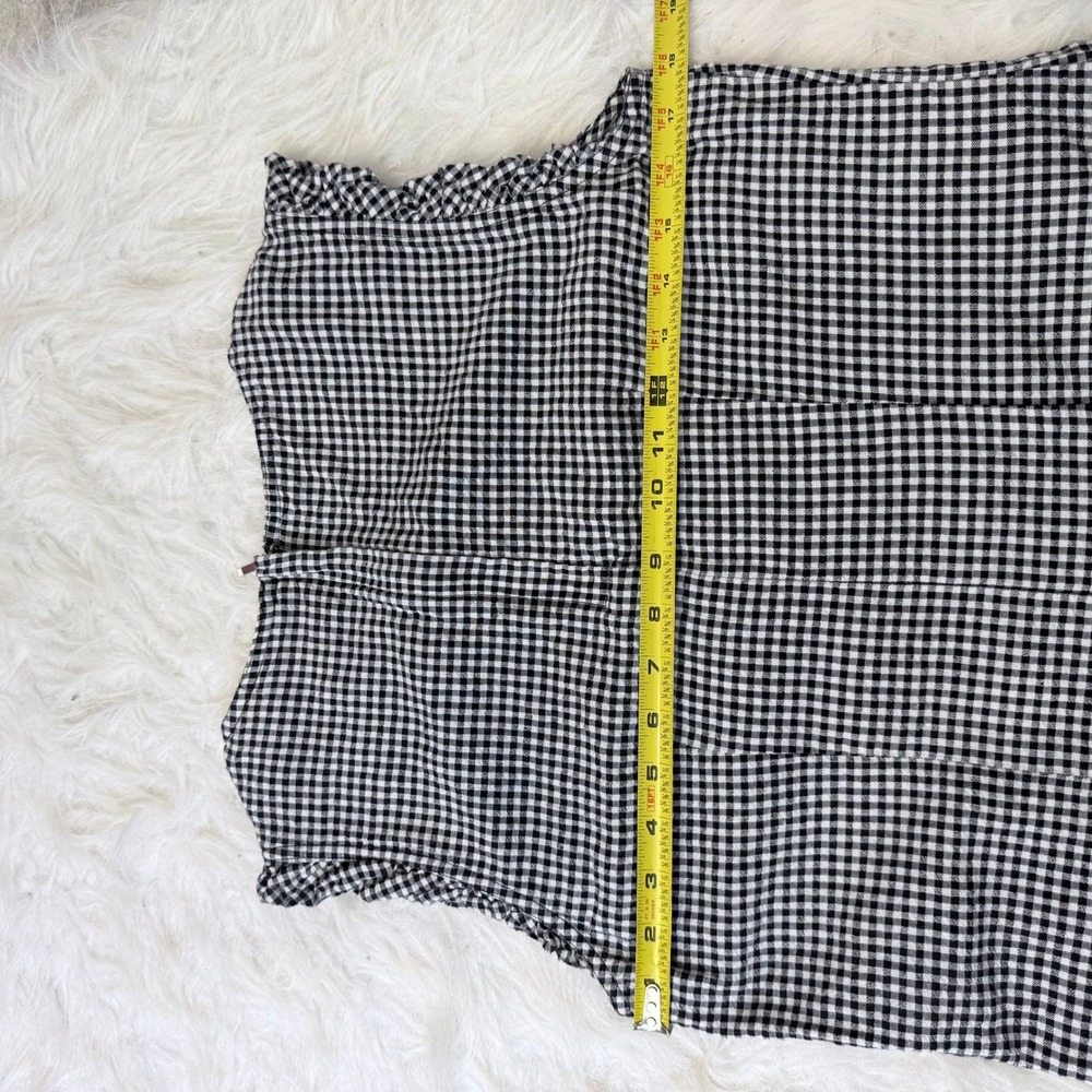 Cynthia Rowley Black White Gingham Linen Blend Ruffle Shift Dress Womens 6 - Picture 6 of 7
